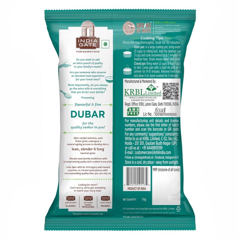 India Gate Basmati Rice - Dubar - 1 Kg