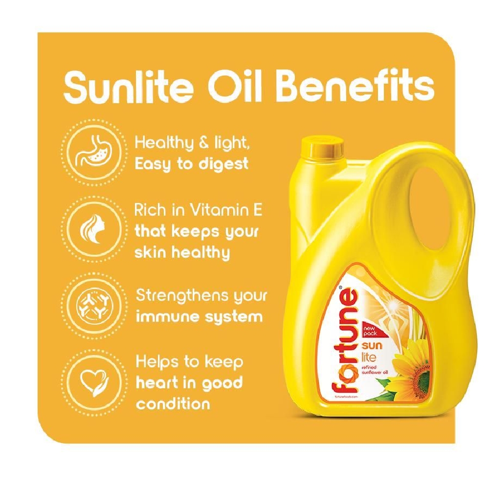 Fortune Sunlite Refined Sunflower Oil - 5 L  Jar