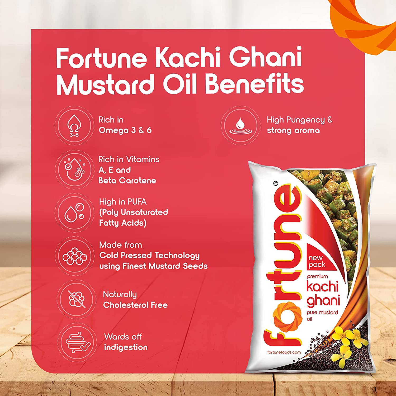 Fortune Premium Kachi Ghani Pure Mustard Oil - 1 L