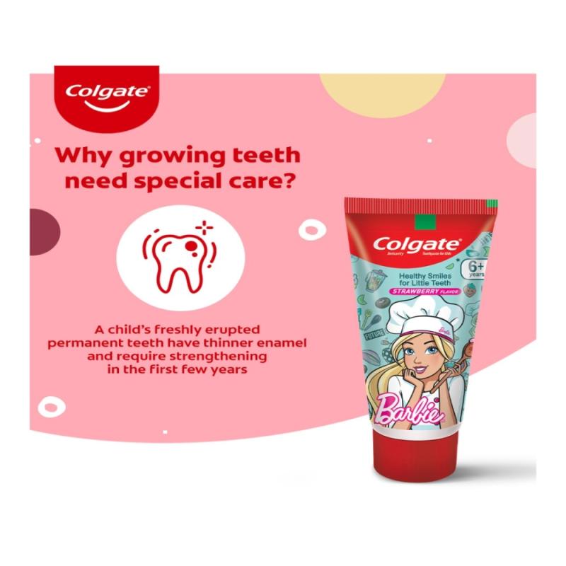 Colgate Kids Toothpaste 6+ Years - Strawberry Flavour - Barbie - 80 g