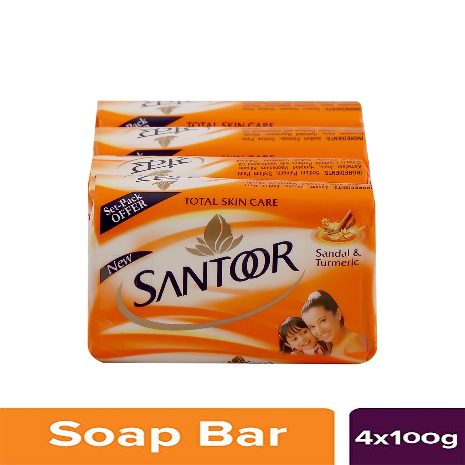 Santoor Sandal & Turmeric Soap - 4x100 g