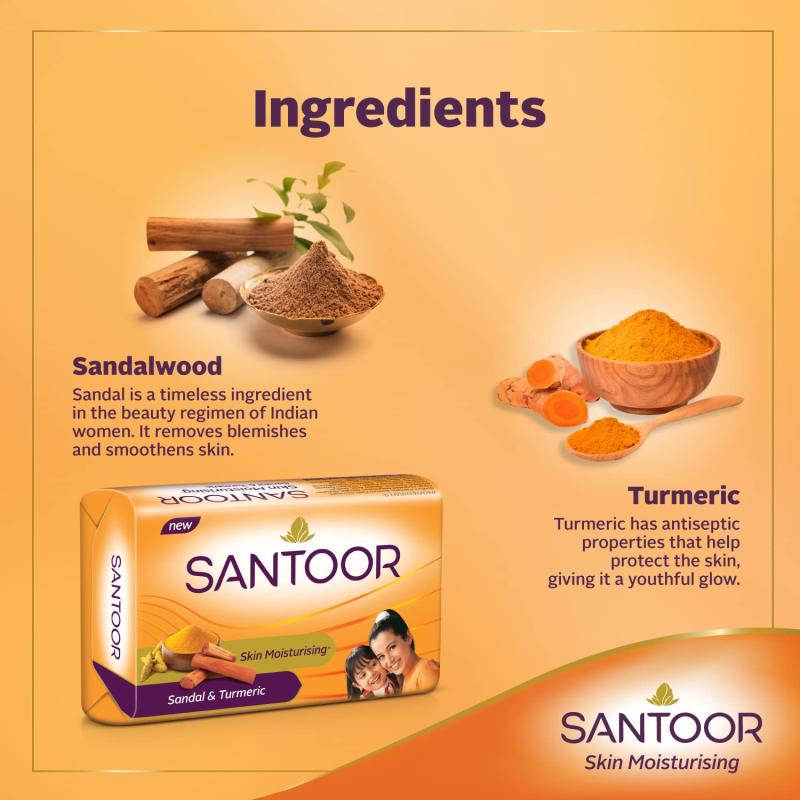 Santoor Sandal & Turmeric Soap - 150 g