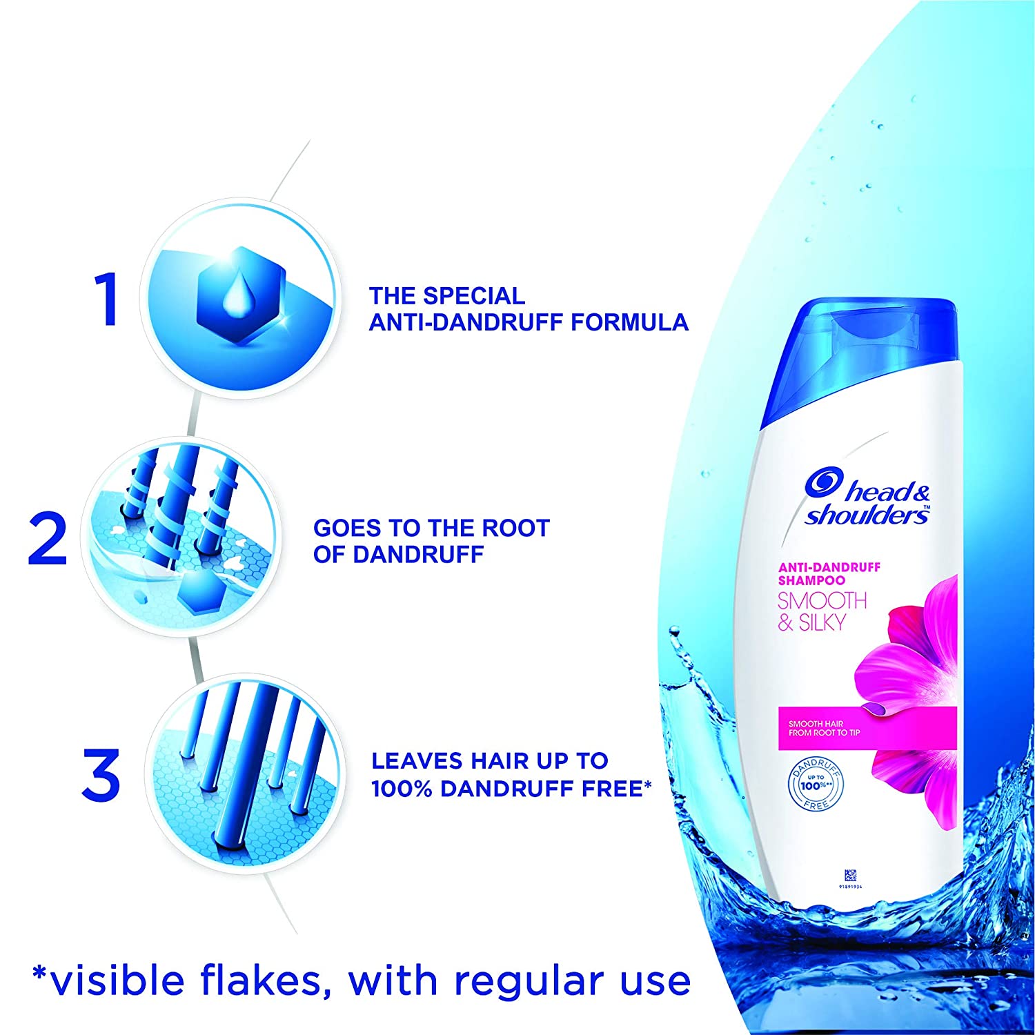 Head & shoulders Smooth & Silky Anti-Dandruff Shampoo - 180 ml