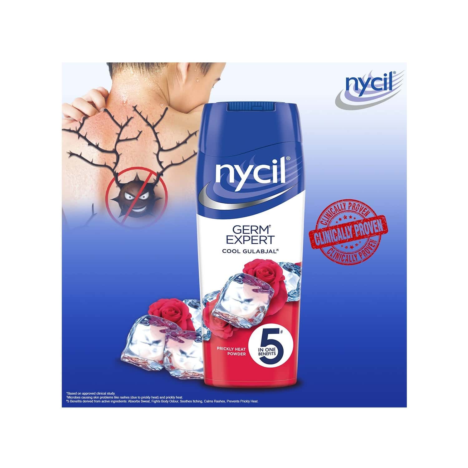 Nycil Prickly Heat Powder - Cool Gulabjal - 150 g