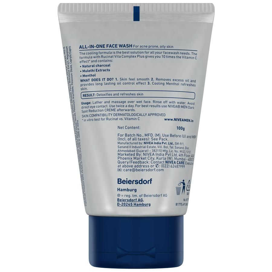 Nivea Men All-In-One Charcoal Face Wash - 100 g