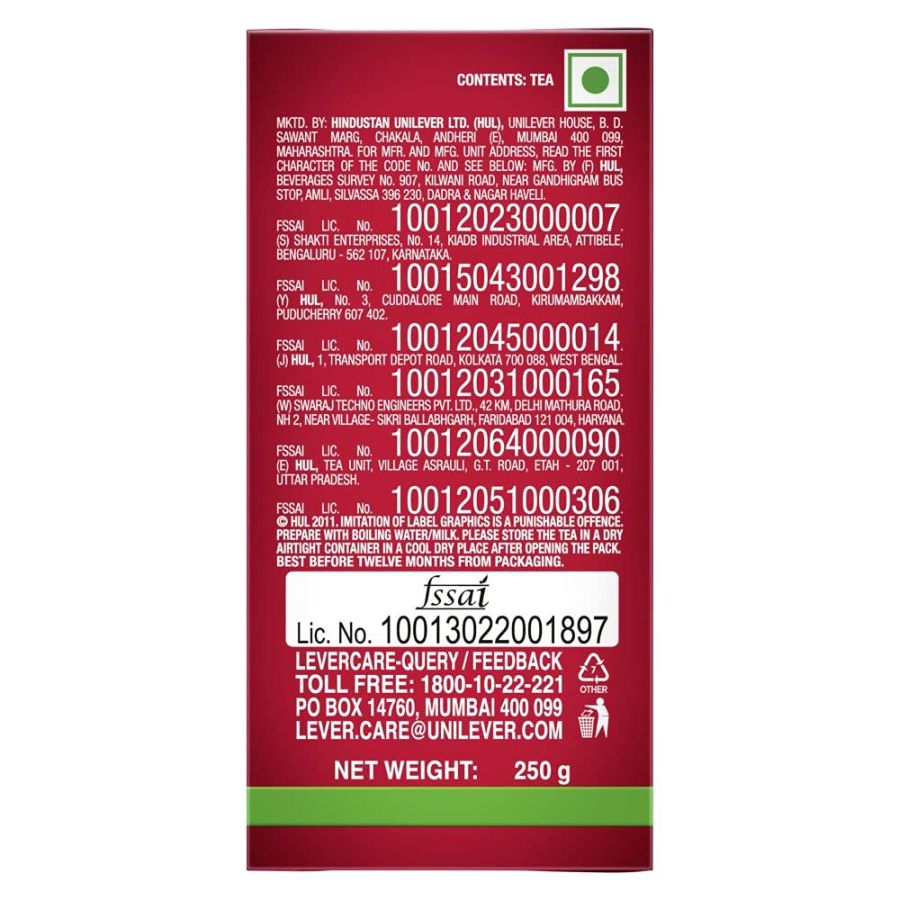 Brooke Bond Red Label Tea - 500 g  Carton
