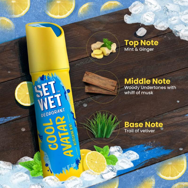 Set Wet Cool Avatar Body Spray Perfume & Men's Deodorant - 120 ml