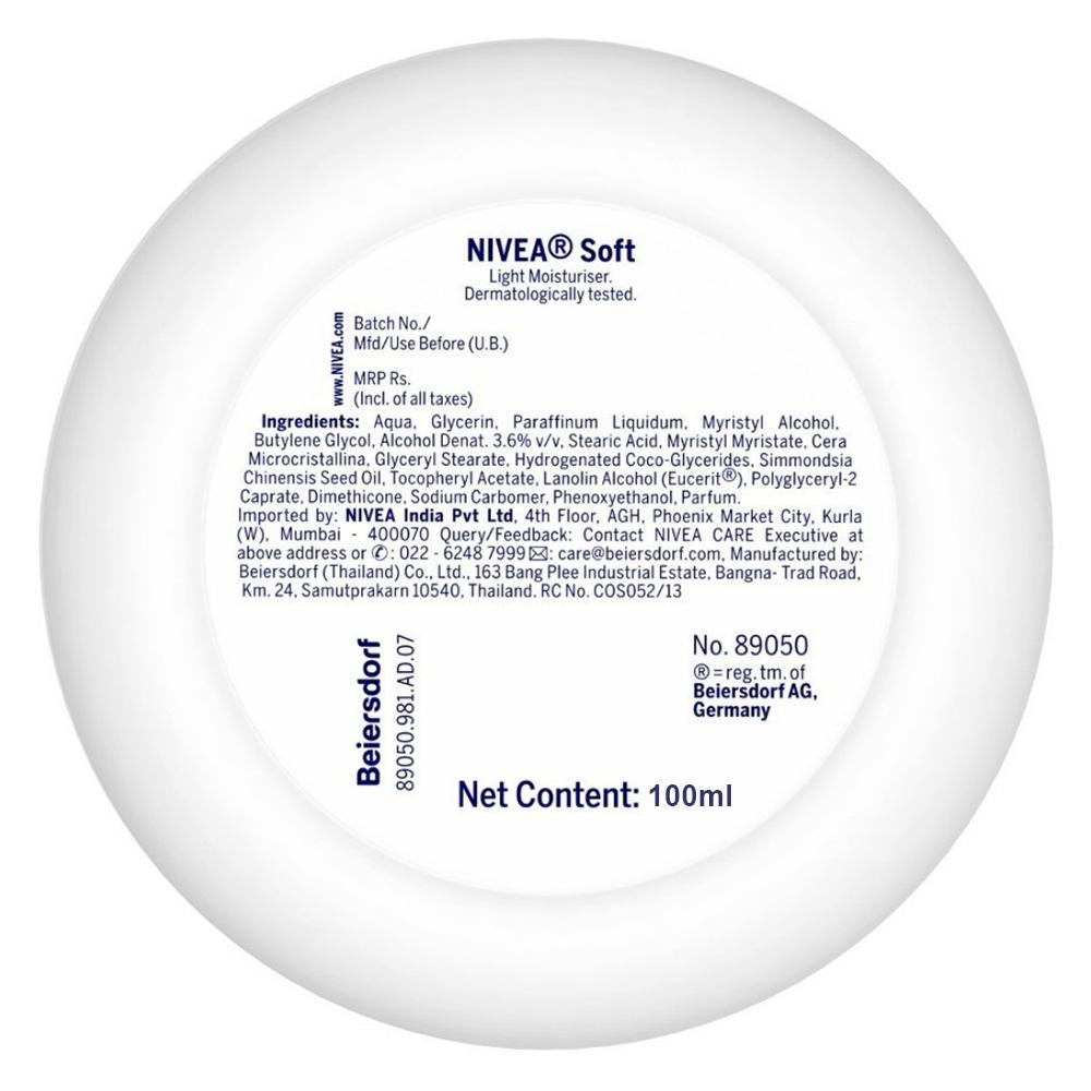 Nivea Soft Light Moisturiser(White) - 100 ml