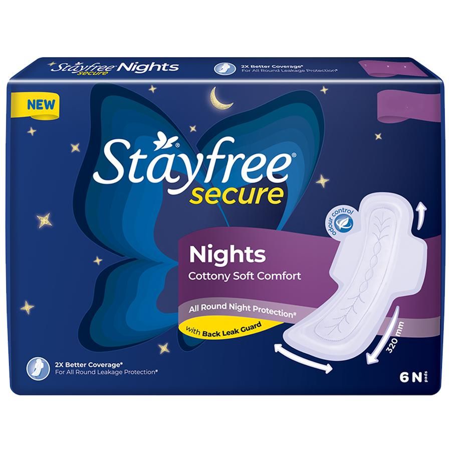 STAYFREE Nights Cottony Soft Comfort Sanitary Pads - 6 pcs