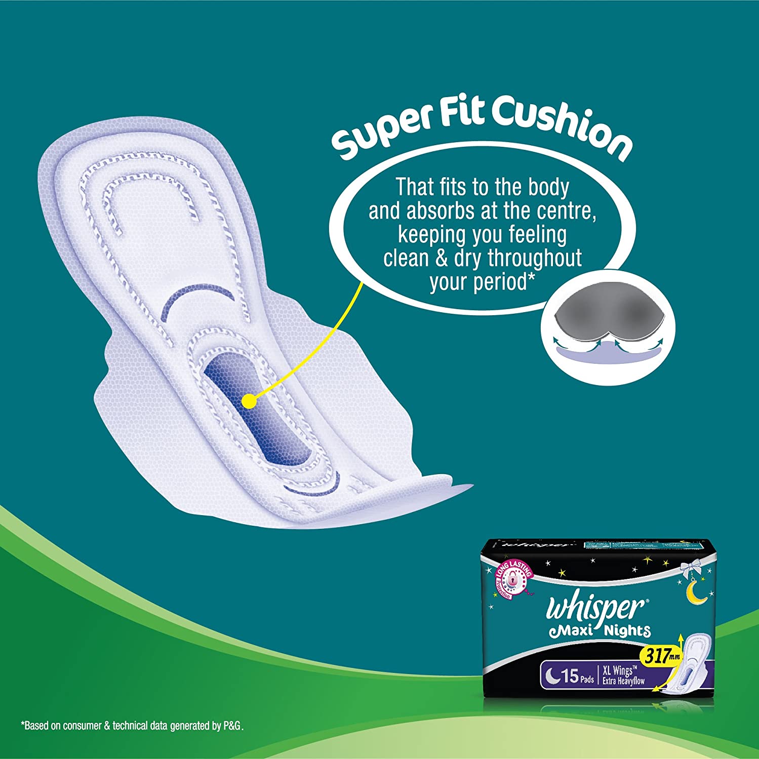 Whisper Sanitary Pads Maxi Nights XL - 15 pcs