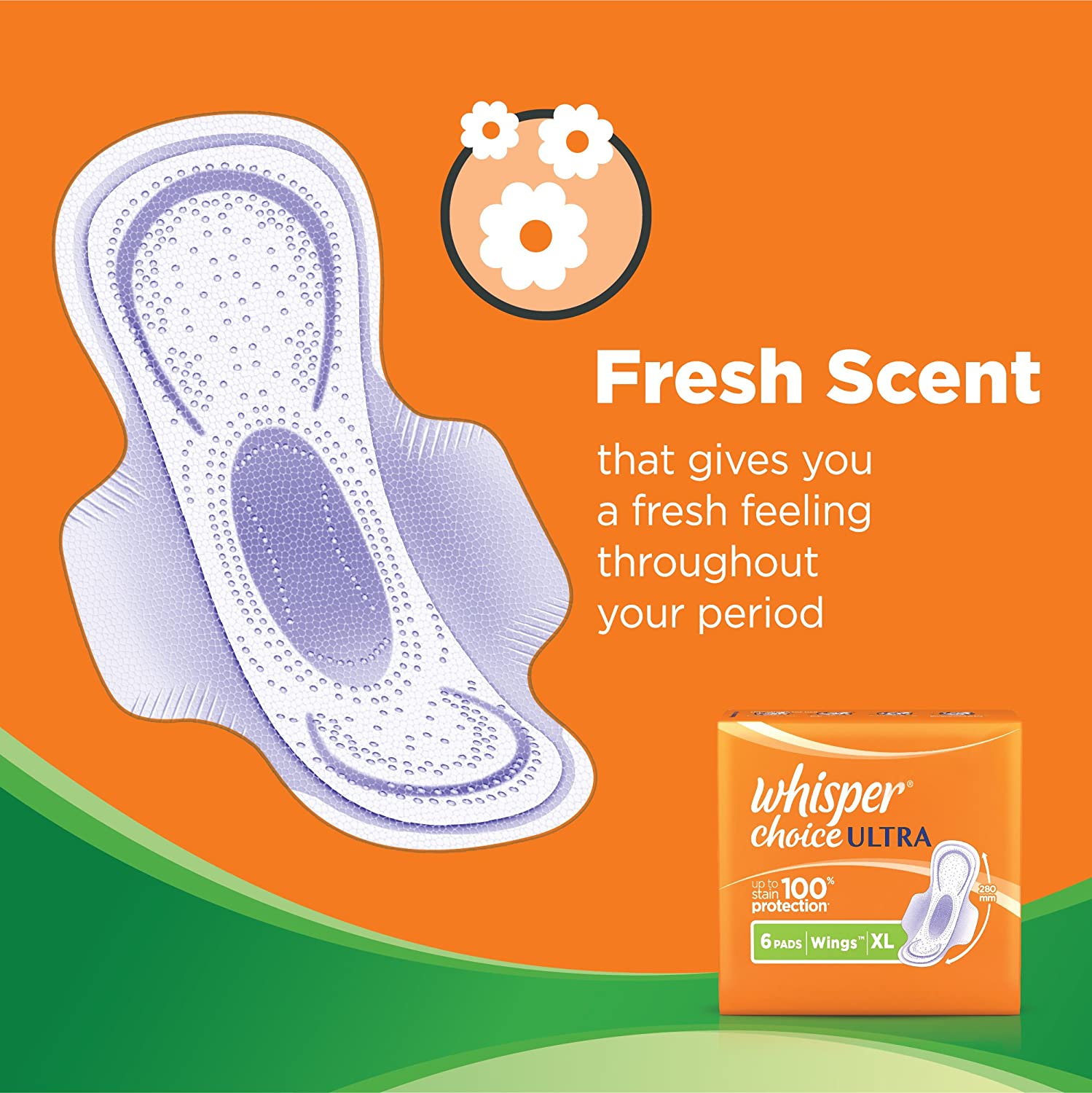 Whisper Choice Ultra Sanitary Pads-XL - 6 pcs