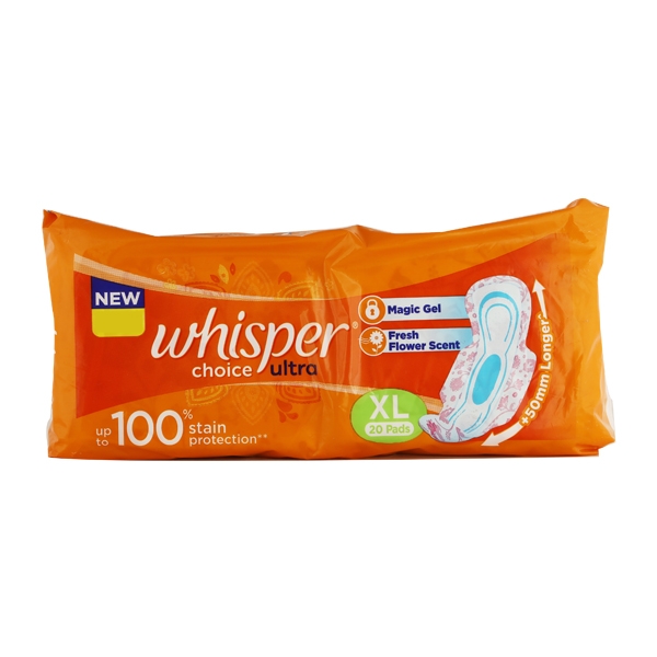 Whisper Choice Ultra Sanitary Pads-XL - 20 pcs