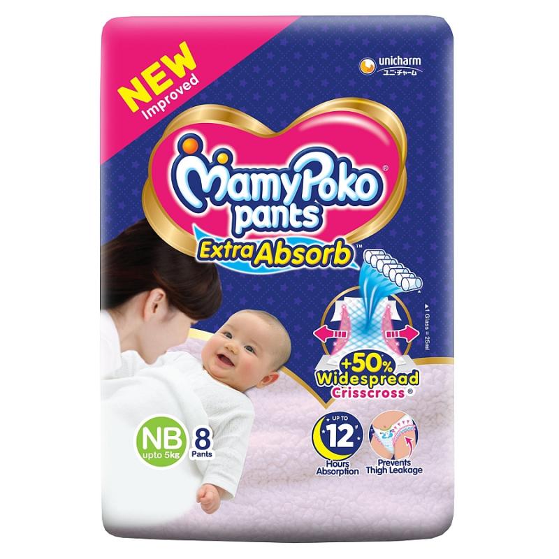 Mamypoko Pants - Extra Absorb For New Born, NB - 1 Size - 8 pcs