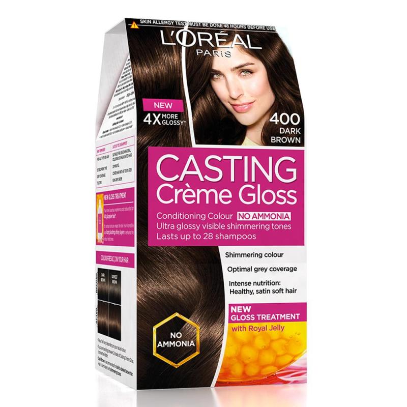 Loreal Paris Casting Creme Gloss Hair Colour - (400 Dark Brown) - 87.5 g + 72 ml