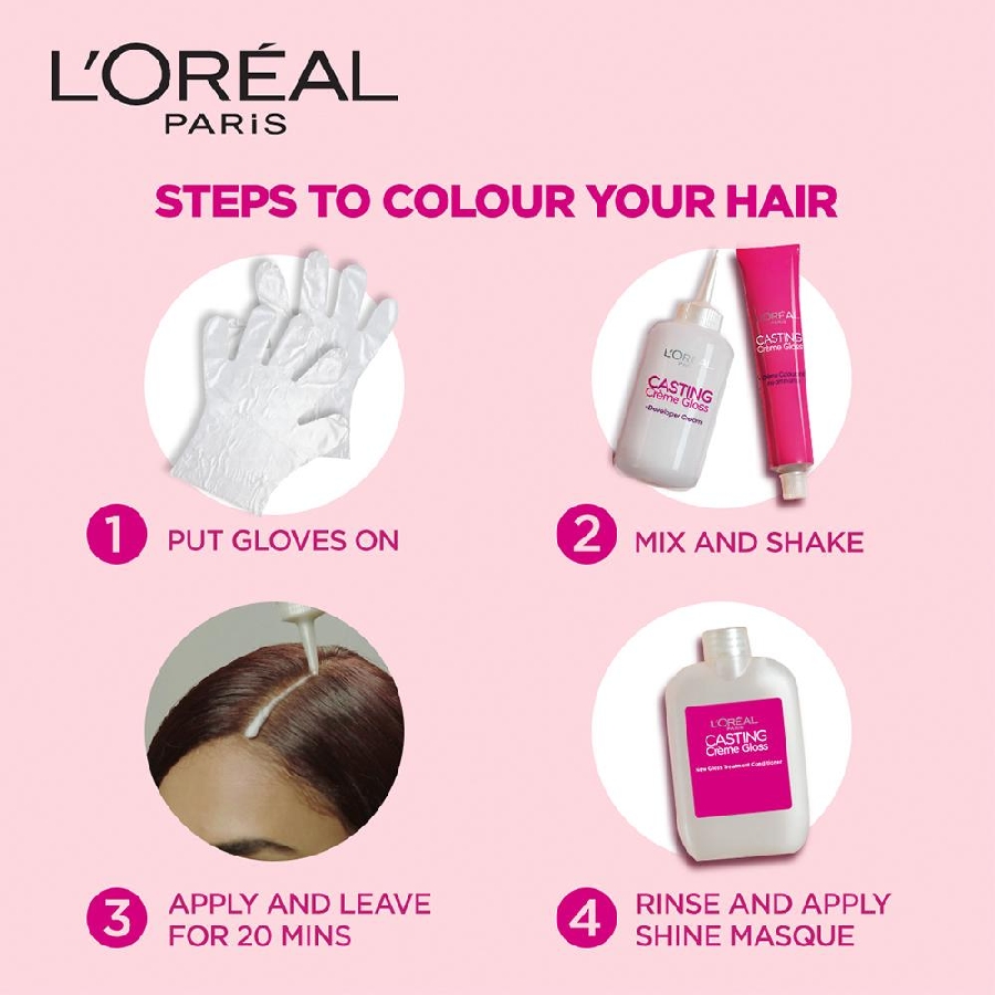 Loreal Paris Casting Creme Gloss Hair Colour - (400 Dark Brown) - 87.5 g + 72 ml
