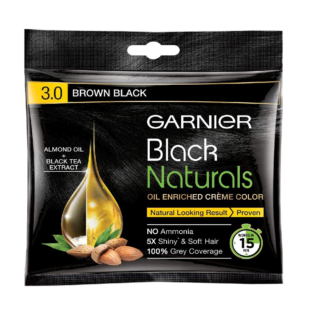 Garnier Black Naturals Hair Colour Shade - (3.0 Brown Black) - 20 ml + 20 g