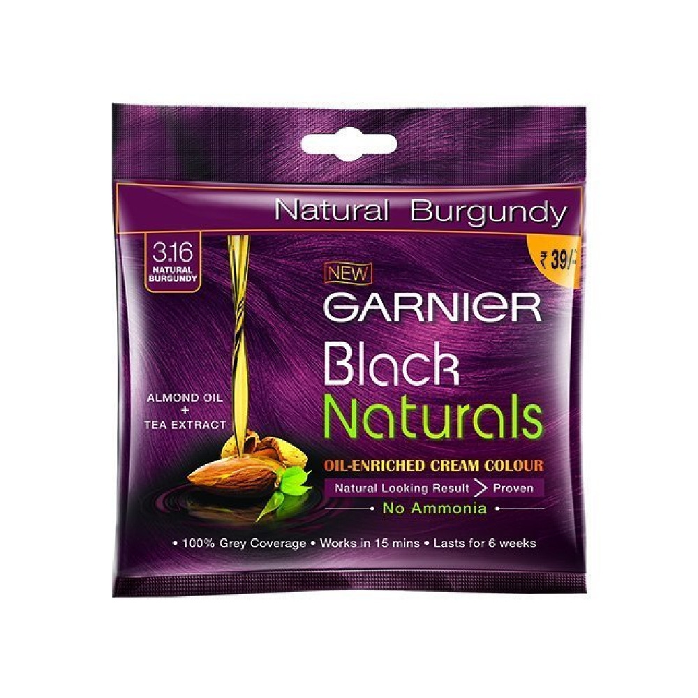 Garnier Black Naturals Hair Colour Shade - (3.16 Natural Burgundy) - 20 ml + 20 g