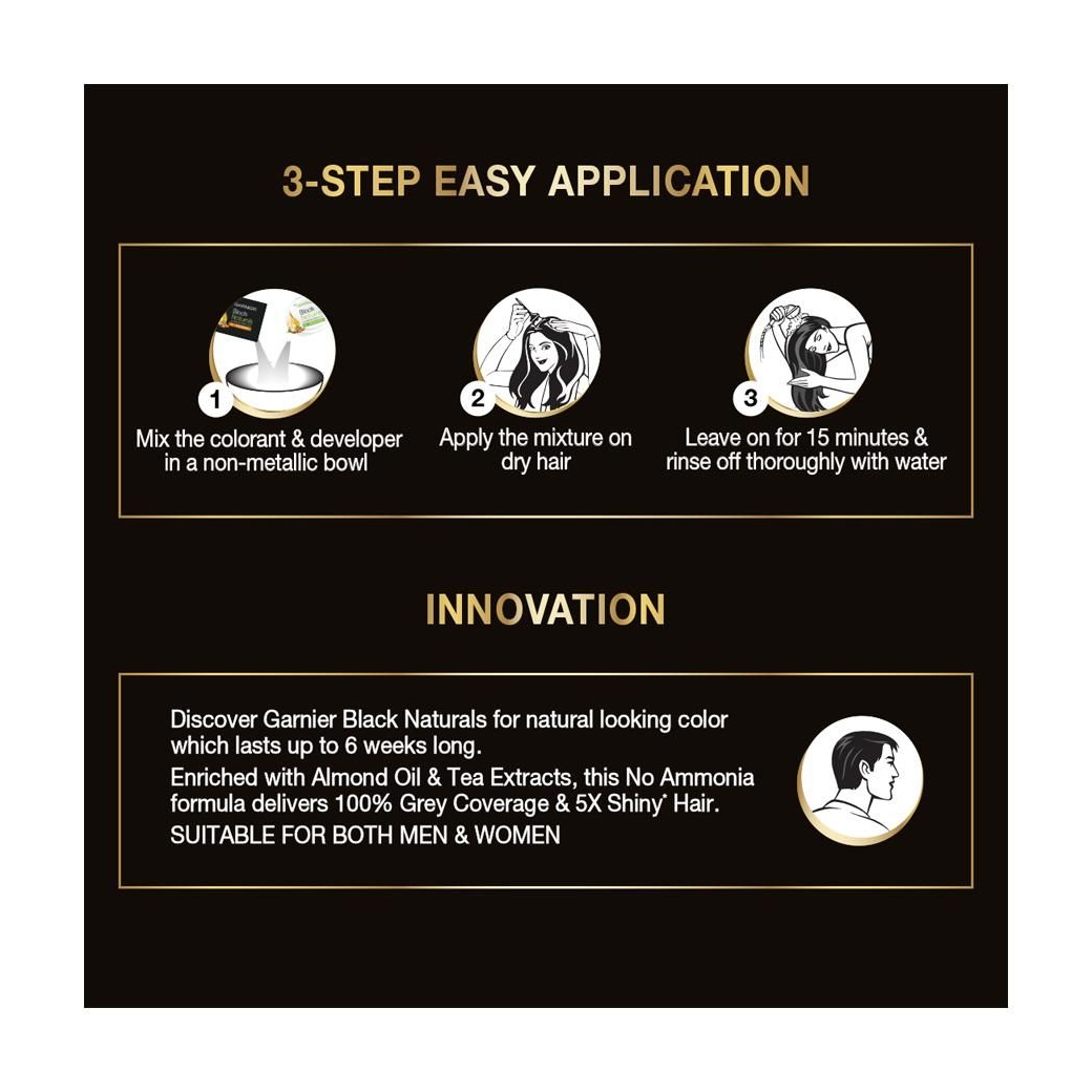 Garnier Black Naturals Hair Colour Shade - (3.16 Natural Burgundy) - 20 ml + 20 g