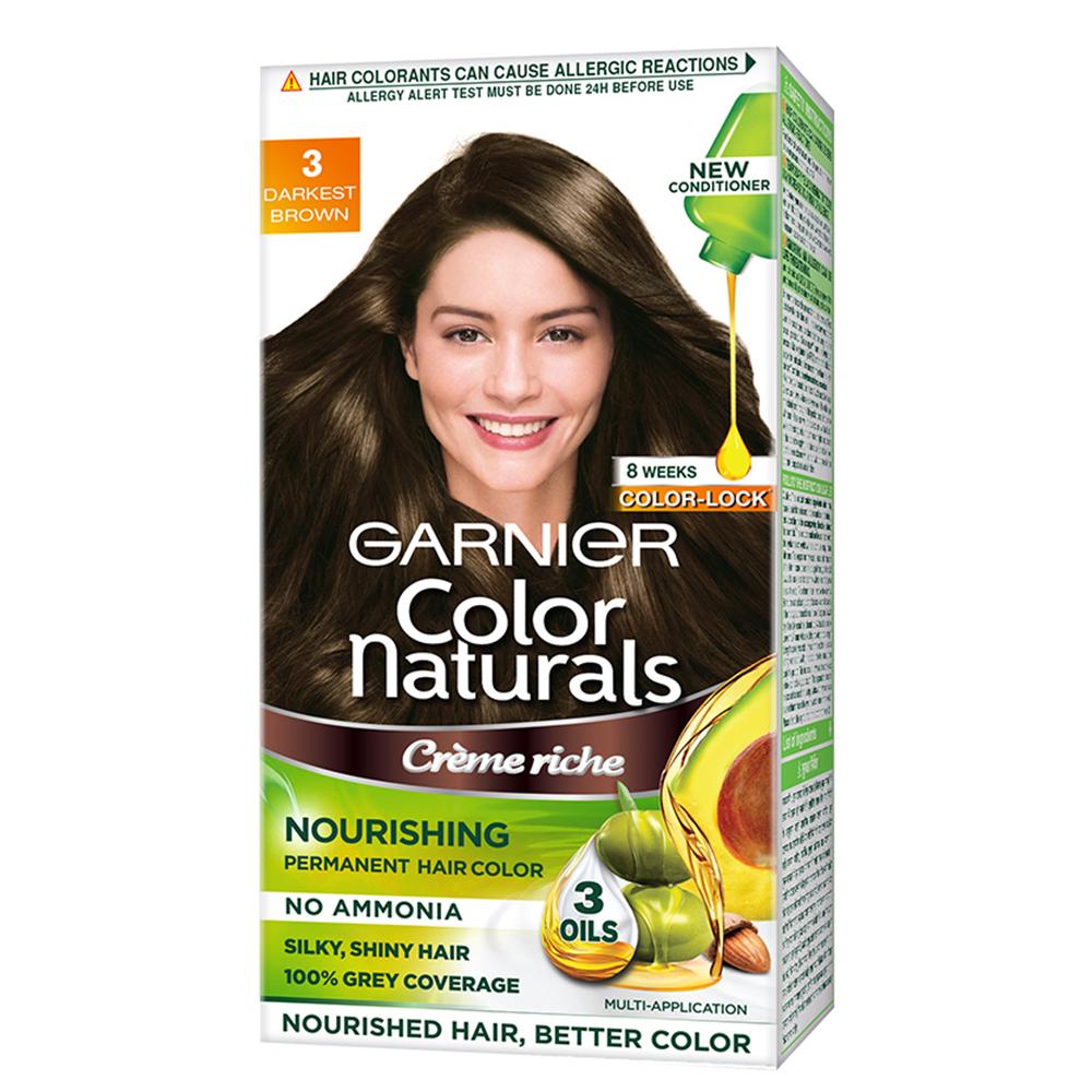 Garnier Color Naturals Creme Hair Colour shade - (3 Darkest Brown) - 70 ml + 60 g
