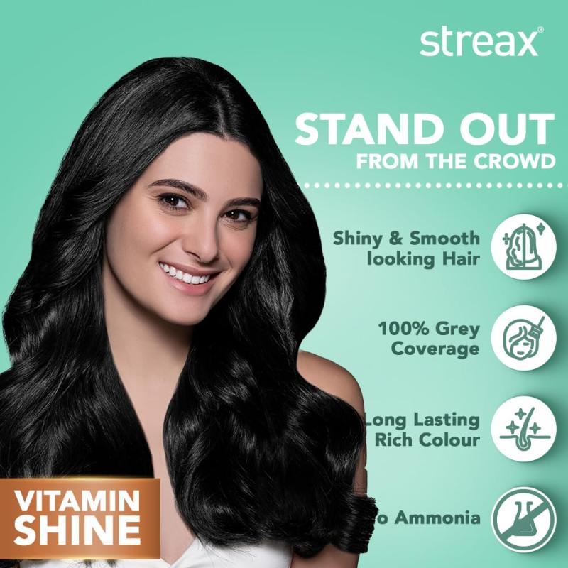 Streax Creme Hair Colour - (1  Natural Black) - 120 ml