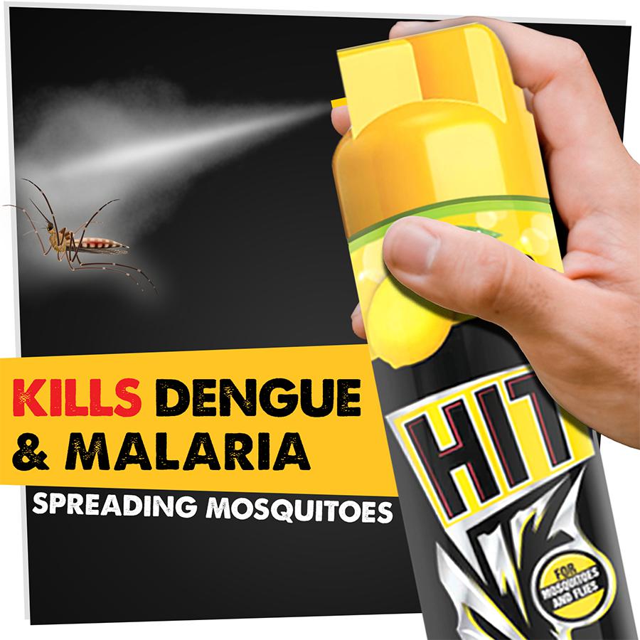 HIT Mosquito & Fly Killer Spray (Yellow) - Lime Fragrance - 400 ml