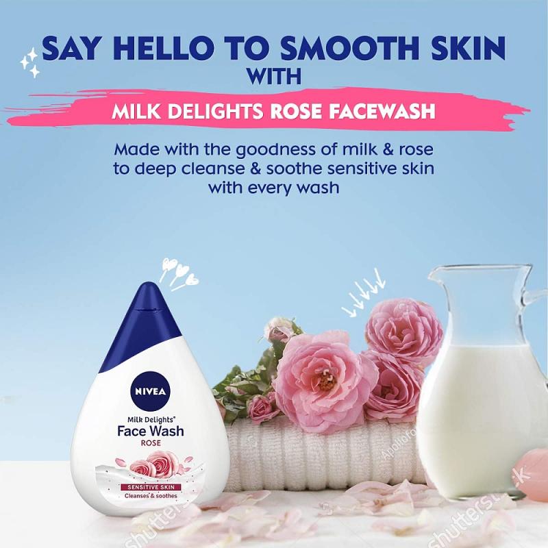 Nivea Milk Delights Face Wash - Rose - 100 ml