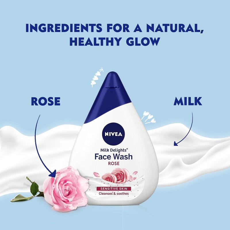 Nivea Milk Delights Face Wash - Rose - 100 ml