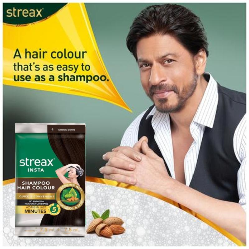 Streax Insta Shampoo Hair Colour - (4 Natural Brown) - 18 ml