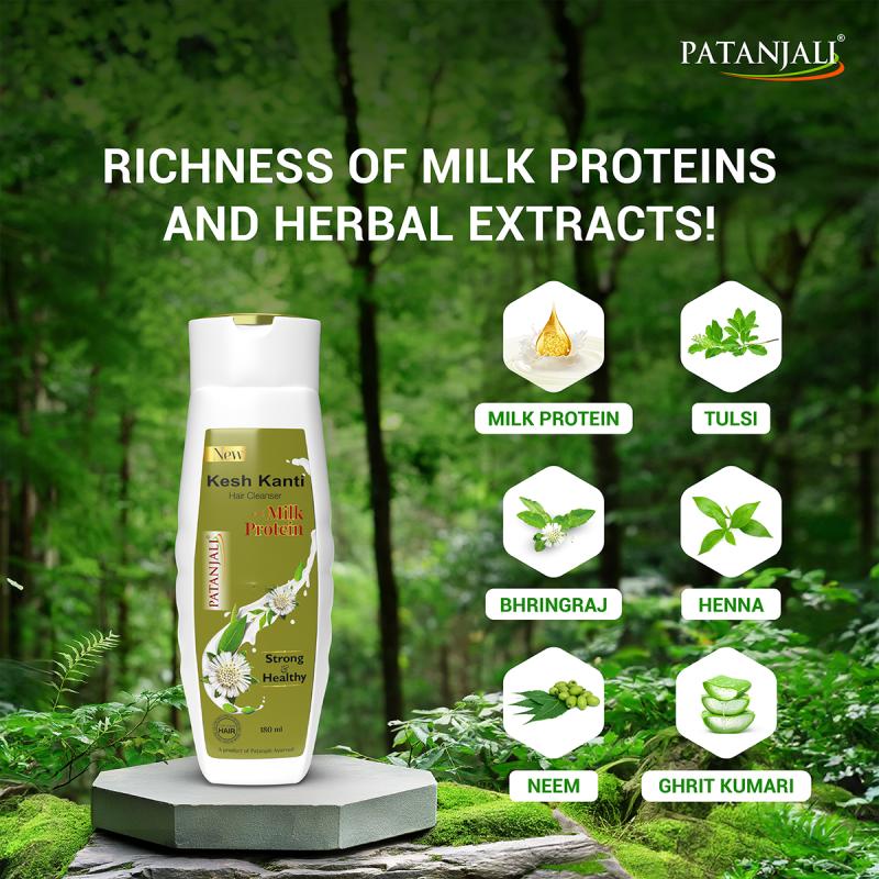 Patanjali Kesh Kanti Milk Protein Hair Cleanser - 180 ml
