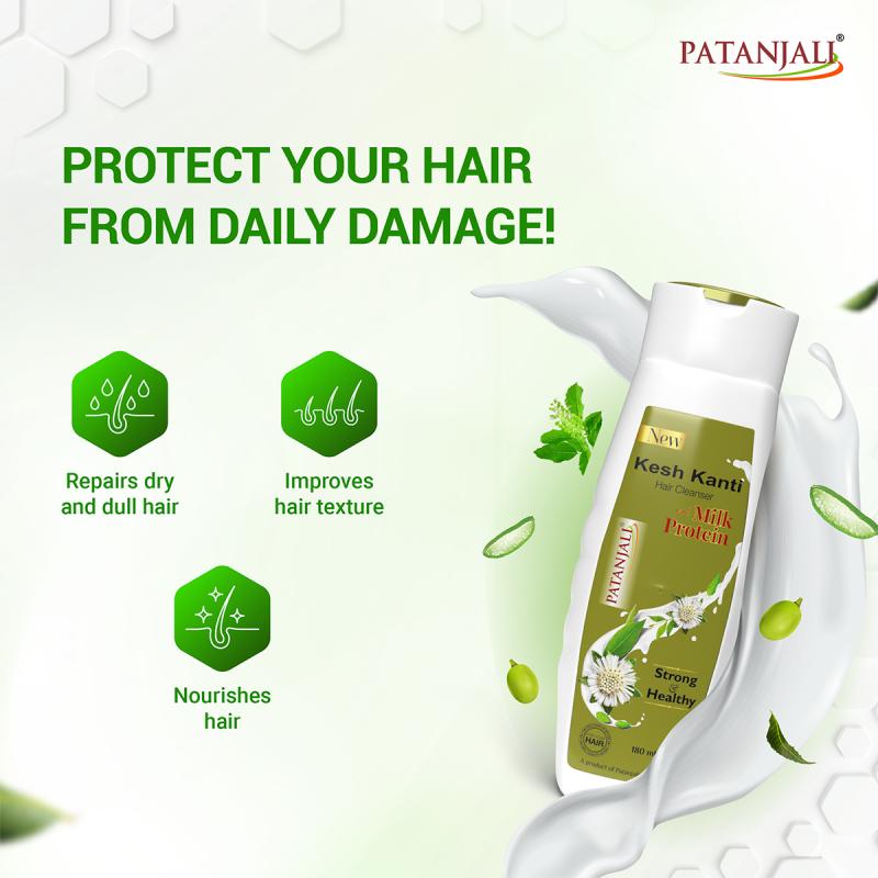 Patanjali Kesh Kanti Milk Protein Hair Cleanser - 180 ml
